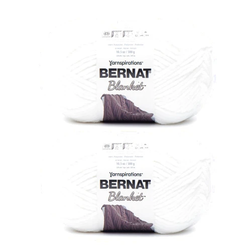 Bernat Blanket White Yarn - 2 Pack of 10.5oz/300g - Polyester - 6 Super Bulky - 220 Yards - Knitting/Crochet
