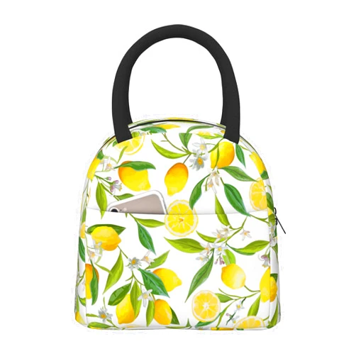 YOZIRIBO Lemon Lunch Bag Lunch Box for Women Men, Reusable Insulated Lunch Tote Bag, Leakproof Thermal Cooler Sack Food Handbags Case High Capacity for Travel Work School Picnic