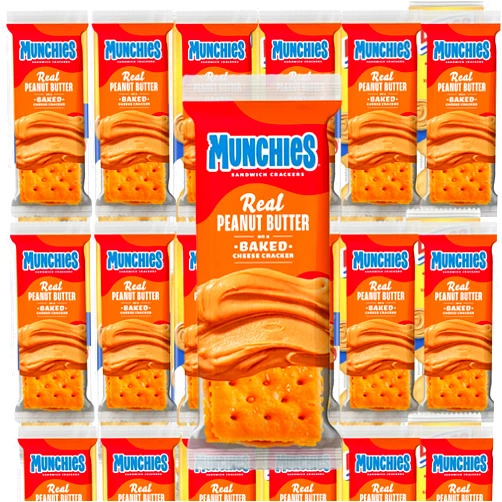 Vallary Munchies Peanut Butter on Cheese Crackers, 1.42 Ounce, Cheese Crackers, Peanut Butter Crackers, Snack Crackers, Cheese Crackers Snack Packs (24 count)