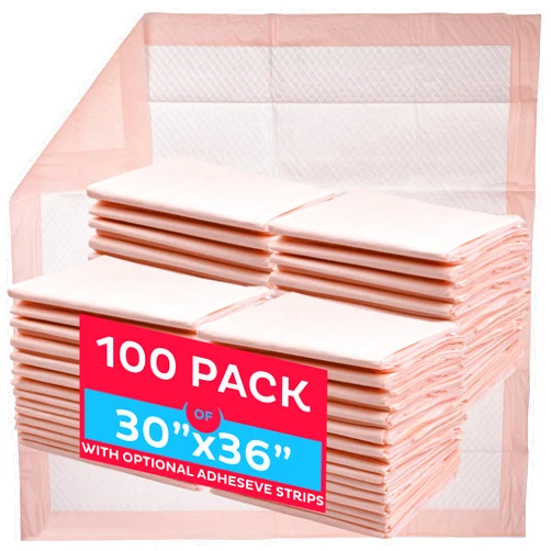 Curera Chucks Premium Disposable Underpads 30”x36” [100-Count] Ultra Absorbent Chux Incontinence Bed Pads Disposable Adult with Adhesive Tape, Pee Pads Pet Training Pads XX-Large 30x36 Bulk Pack