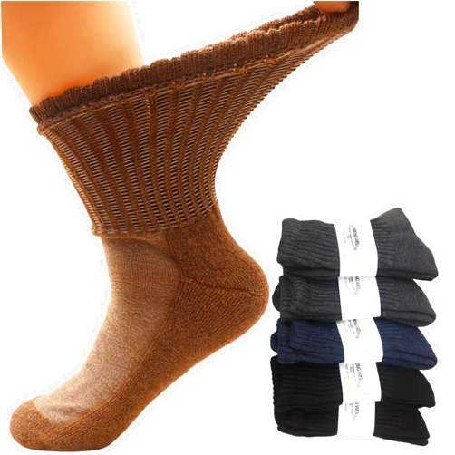Svlftecon 5 Pack Unisex Diabetic Crew Socks Non-Binding Top Thermal Winter Socks Cushioned