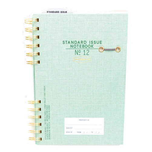 Designworks Ink Standard Issue No. 12 Green Undated Planner Notebook Journal with Lined Pages, Elastic Pen Holder, and Durable Spiral Binding for Work, Writing, Journaling - 6