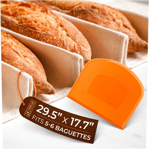 Orblue Bakers Couche and Proofing Cloth, 100% Cotton Fabric for Bread Dough Baking, Shaping Tool for Baguettes, Loaves, Ciabatta, Bread Couche 29.5 x 17.7 Inches