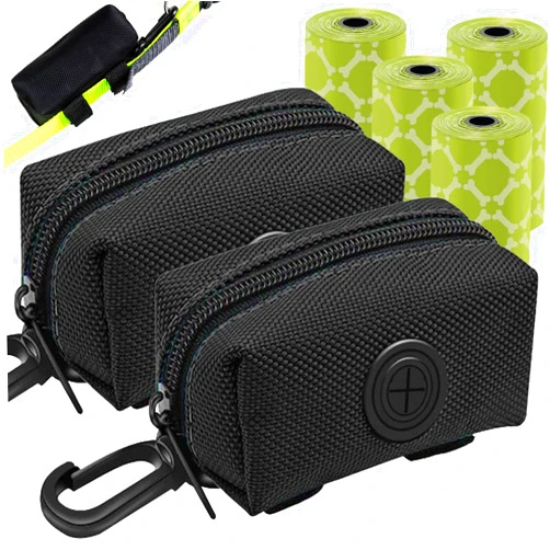 CAKOVANO (2 Pack) Dog Poop Bag Holder, Poop Bag Holders for Leashes, CAKOVANO Pet Dog Waste Bag Dispenser Leash Attachment – Fits Any Dog Leash – Includes 2 Pack Poop Bag Dispenser & 4 Rolls of Poop Bags