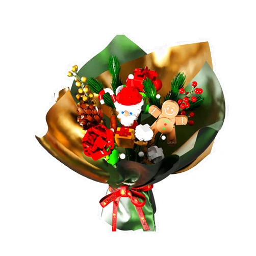 LINGAN Christmas Bouquet Building Block Set, Includes Santa, Gingerbread Man and More Holiday Characters, Over 800 Pieces