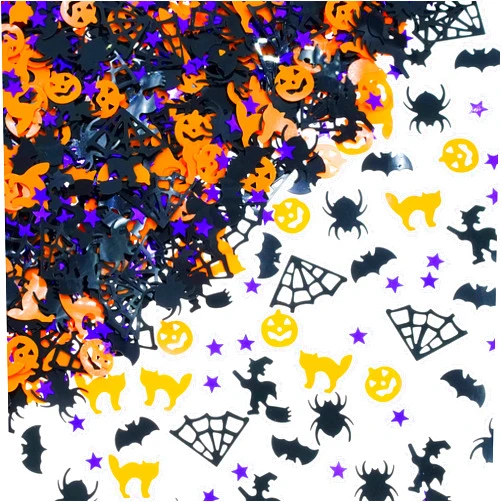 WHITEEN POP Halloween Party Table Scatter Confetti - Pumpkin Spider Webs Foil Metallic Sequins Confetti Trick or Treat Party Sprinkles Confetti Decorations, 60g