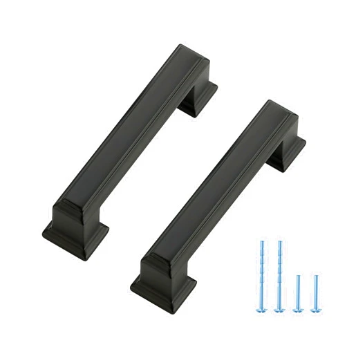 Ravinte Hardware 10 Pack Kitchen Cabinet Pulls Square Drawer Pulls 3 Inch Hole Center Cabinet Handles Matte Black Drawer Pulls Kitchen Cabinet Hardware for Kitchen Cupboard Solid Dresser Handles