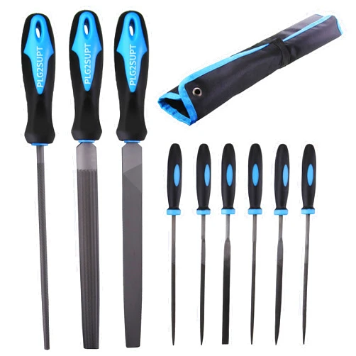 PLG2SUPT Plg2Sup 9PCs Metal File Set, Metal Files for Steel, 6 Needle Files and 3 Matal Files with Portable Bag