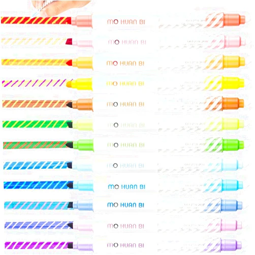 Tomorotec Magic Highlighters, Color Changing Highlight Pens Dual Tip Chisel Tip Assorted Highlighter Pen Marker Assorted Fluorescent [12 Pack]