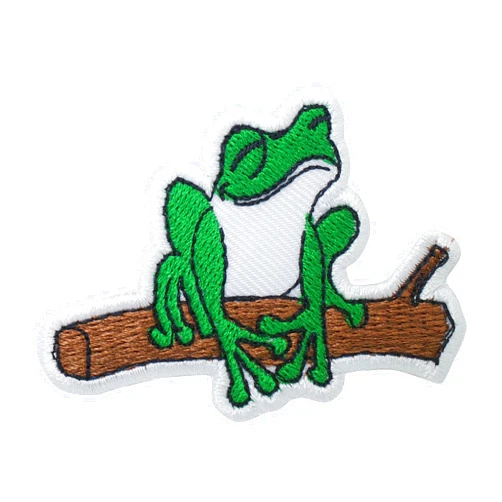 Pipomama Frog on Log Iron On Patches for Clothing Embroidered Applique Patch Badge Sew On Emblem DIY Craft