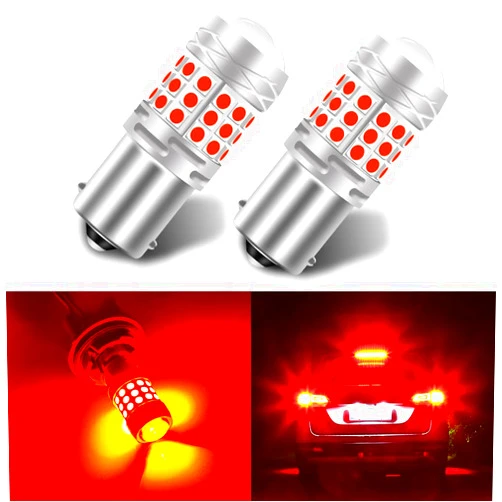 Teguangmei 1156 LED Bulb Super Bright Red 1141 1003 7506 BA15S Tail Lights with Projector 3030 42SMD Chips Brake Lights Backup Reverse Lights Stop Parking Lights, Pack of 2