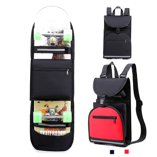 BRAVORD Foldable Skateboard Backpack Bag Carrier with Adjustable Shoulder Straps for Double Kick Longboard Electric Skateboard, Unisex