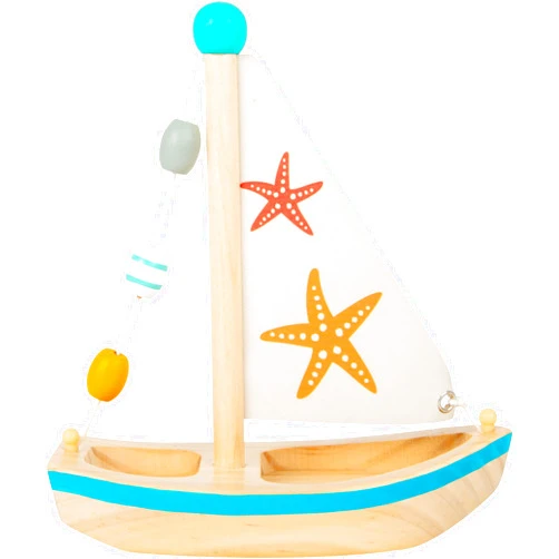 small foot wooden toys Starfish Sailboat Premium Water Toy, Multicoloured
