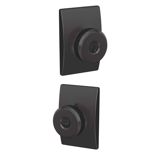 SCHLAGE F51A BWE 622 CEN Bowery Knob with Century Trim Keyed Entry Lock, Matte Black