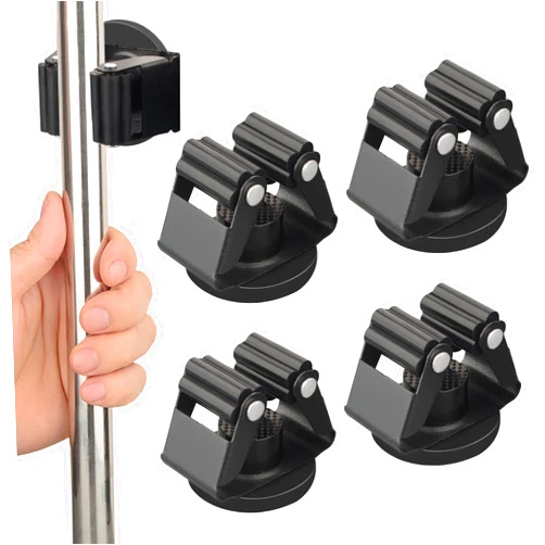 MUTUACTOR Magnetic Mop Broom Holder,4Pack Heavy Duty Magnetic Broom Holder for Cleaning Tools,D1.69” Strong Broom Mop Holder Wall Mount for Garage Kitchen Laundry Work Shop