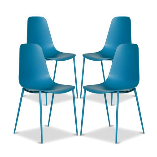 POLY & BARK Isla Modern Kitchen Chairs Set of 4 - Plastic Dining Chair with Metal Legs - Quick Assembly Simple Cafe Chairs Plastic for Indoor or Outdoor - Ocean Teal