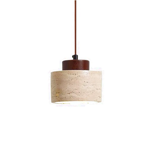 YQBDCKEDU Modern Stlight Cylinder Mini Marble Lighting Fixture Natural Stceiling Hanging Lamp Wood Vintage Chandelier for Dining Room Kitchen Island Bedroom Farmhouse Bar/Walnut Short