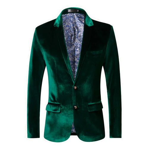 THWEI Mens Velvet Blazer Slim-Fit Fashion Solid Suit Jacket