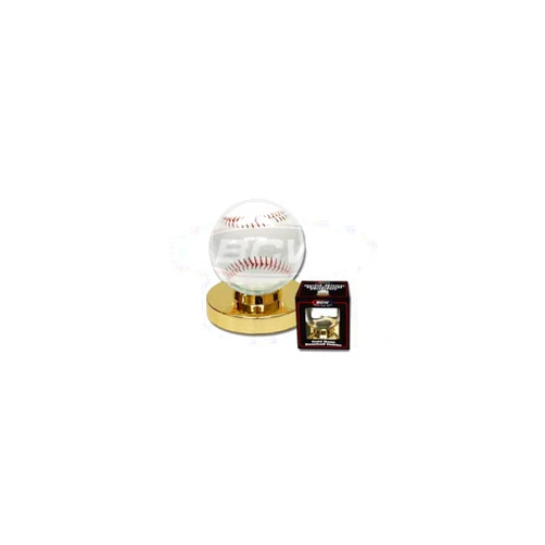 BCW Gold Base Baseball Holder | High-Impact Crystal Clear Display with Gold Metalized Base | Baseball Display Stand for MLB, NCAA & Little League Collectibles (Pack of 2)