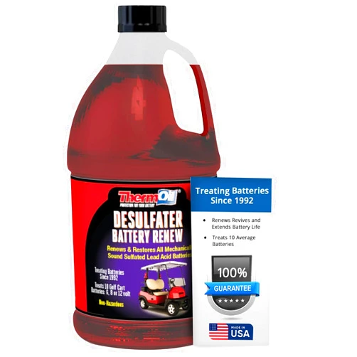 Thermoil® DeSulfater Golf Cart Solution Renews Restores & Revives Any Sulfated Lead Acid Battery Guaranteed! 64 Oz Treats Ten 6, 8 or 12 Volt Batteries. Made in USA