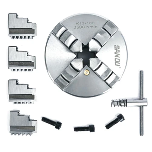 YINMAO 100mm 4 Jaw Chuck SANOU 4 Jaw Self-Centering Chuck K12-100 Mini Metal Lathe Chuck Scroll Chuck For Small Lathe