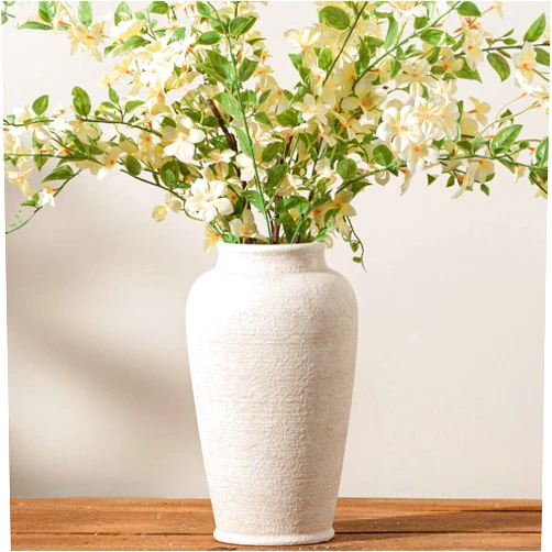 Ooit Ceramic Flower Vase, 11 Inch Large White Flower Vase Tall Rustic Farmhouse Decorative Vase Floral Pottery Vases for Home Decor Table Living Room Entryway Mantel Bedroom Bathroom Kitchen - White