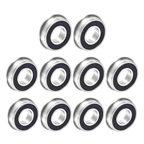 uxcell FR8-2RS Flanged Ball Bearing 1/2 x 1-1/8 x 5/16 inch Double Sealed Chrome Steel Flange Bearings, 10pcs
