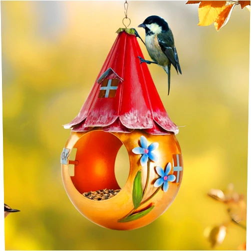 Muldale Light Up Bird Feeder - Solar Bird Feeders for The Outdoors - Cute Fairy Design Rustproof Metal - Outside Hanging Metal Art with LED Light - Gift Boxed