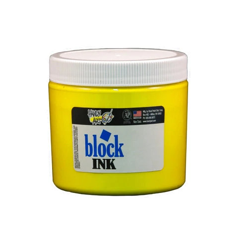Handy Art 301-010 Water Soluble Block Printing Ink Jar, Yellow, 16-Ounce
