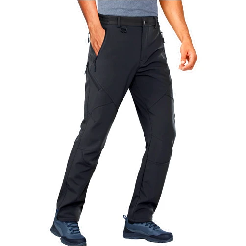 Stlight Mens Snow Ski Water Repellent Softshell Pants for Winter Hiking Fleece Lined Bottom Leg Zipper with 6 Zip Pockets