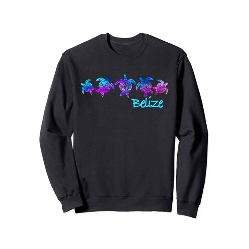 Belize Vacation Beach Designs Belize Beach Design / Tribal Turtle Gift Sweatshirt