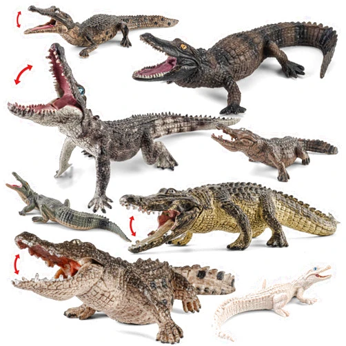 THINKBAY 8PCS Large Safari Alligator Crocodile Animal Toy Family Figurines,Includes American,Nile,Saltwater Crocodile and Alligators with their babies, Party Favors Cake Toppers Gift for Boy Girl Kids