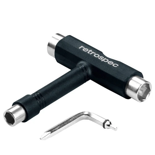 Retrospec Upkeep All-in-One Multi-Function Portable Skate Tool with 2-in-1 Allen Wrench & Phillips Head Screwdriver for Adjusting and Tightening Skateboard/Longboard Wheels, Trucks, and Kingpins