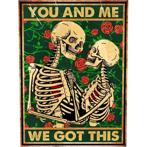 mrpwnle Diamond Painting Kit for Adults, Skeleton Rose Diamond Art Kit for Adults, Skeleton Diamond Painting Kit, Round Full Drill 5D Gem Art DIY Crafts Kit for Home Wall Decor Gift 12x16in