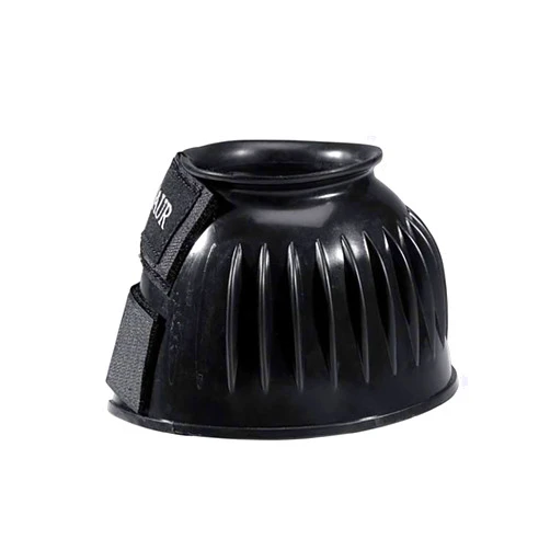 Centaur PVC Ribbed Double Hook and Loop Bell Boots, Black, Large