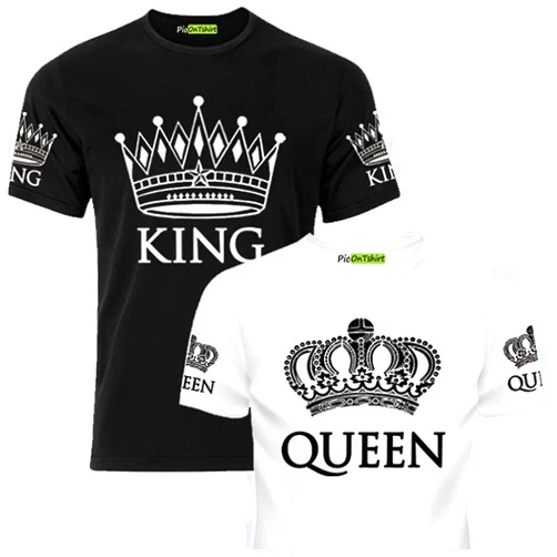 Picontshirt Matching Shirts for Couples Set for him and her King Queen T-Shirts