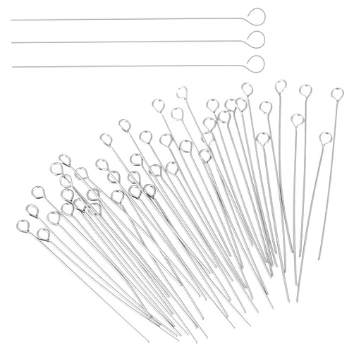 Mozeat Lens 200Pcs Mini Metal Wire Eyepins Beading Small Open Eye Head Pins Needles Stainless Steel Eye Pins for Jewelry Making DIY Craft Bead Earring Pendant Necklace Bracelet Jewelry Charm Finding Making