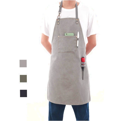 Tobyan No-Tie Canvas Apron Heavy-Duty 16OZ Work Apron with Front Pocket Extra Long Straps Adjustable M–XXL