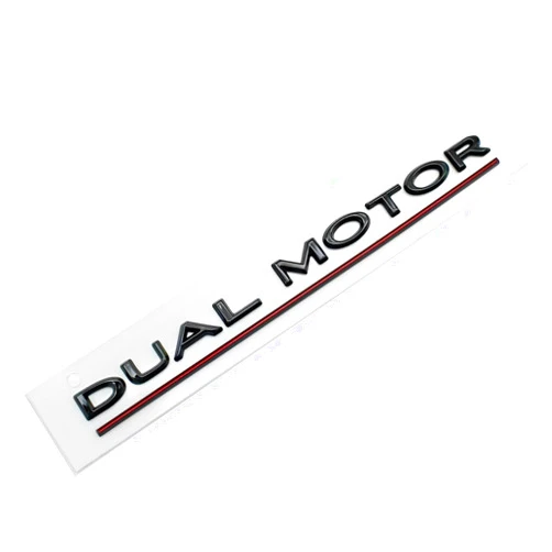 JULOPO 1set Dual Motor 3D Raised Tailgate Letters Emblem Badge Gloss Black red line Car Replacement Accessories ABS Material Compatible for Model 3 Y S X Decorative Accessories