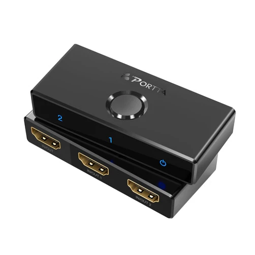 Portta HDMI Switch 4K 60Hz, PORTTA Bi-Directional HDMI 2.0 Switcher 2 in 1 Out Splitter 1 in 2 Out hub HDR HDCP2.3 for Blu-ray Xbox PS4/5 HDTV Monitor (Support 1 Display at a Time)
