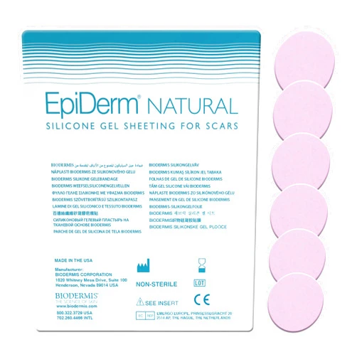 Biodermis Epi-Derm Epi-Tab Circles Silicone Scar Sheets – Professional-Grade, Washable & Reusable Silicone Patches for Small Hypertrophic & Keloid Scars from Trauma, Liposuction & More - Clear, 6-Pack