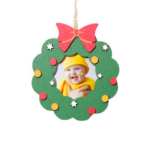HONOCOOLS Baby Photo Frame Wreath Christmas Ornaments, Picture Frames Christmas Ornaments, Photo Frame Stocking Tags Family, Baby Gifts Set Christmas (OCB-005)