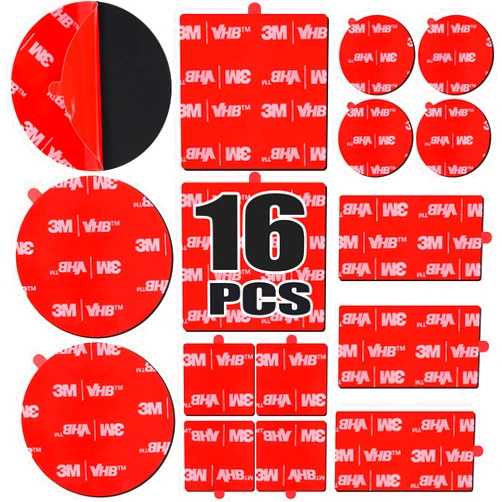 Navona 16 Pack 3M VHB 5952 Foam Tape, Double-Sided Heavy Duty Mounting Tape – 1 Inch & 2 Inch, Square, Rectangle & Round Shapes, Waterproof & Heat Resistant, for Car, Home Decor & Outdoor Use