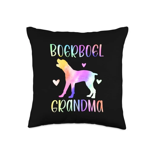 Colorful Boerboel Grandma Dog Lovers Mother's Day Grandma Boerboel Nana Rainbow Watercolor Throw Pillow, 16x16, Multicolor