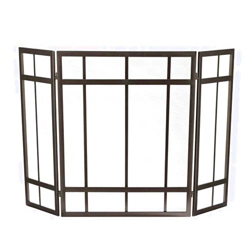 HZHXIFUF Fireplace Doors Home Fireplace Panel Screen Living Room Wrought Iron Fireplace Three Folding Screen Decoration with Grid Divider Fireavert Screen Net Fireplace Cover