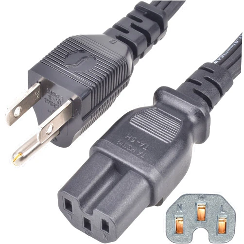 Queensell 3 Ft Replacement Power Cord - Coffee Pot Replacement Part Suitable for Farberware Percolator Cord - Electric Cord for Computer, Monitor, TV - 16 AWG Heavy Duty 1875W 105C 15A 3 Prong Grounded, Black