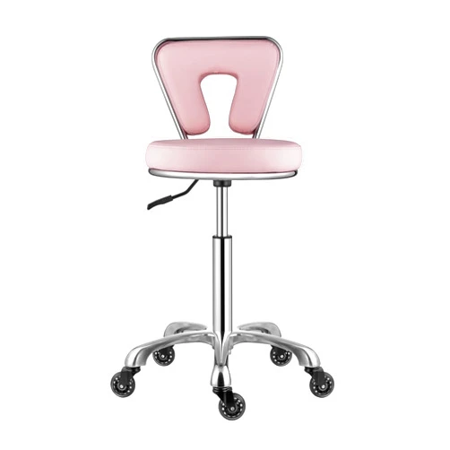 Chuxinyinian Rolling Swivel Salon Stool Chair：Smooth & Quiet Rolling Casters Nail Chair Height Adjustable Spa Massage Manicure Facial Stool,Pink