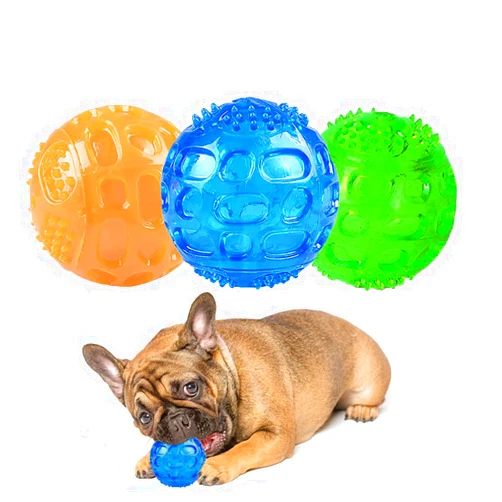 Vivnoon Dog Squeaky Chew Balls Rubber Pet Toy Durable Chew Balls for Medium Dogs Indestructible Interactive Fetch Bite Teeth Cleaning Toys 3pcs floatable on Water 3 Inches