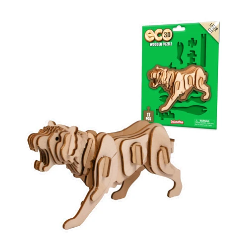 Deluxebase Eco 3D Wooden Puzzle Tiger from Deluxebase. Animal Themed DIY 3D Puzzle Craft Kit. Sustainable Wood Safari Animal Toys. Perfect Model Building Kits for Educational Toys and Kids Party Favors