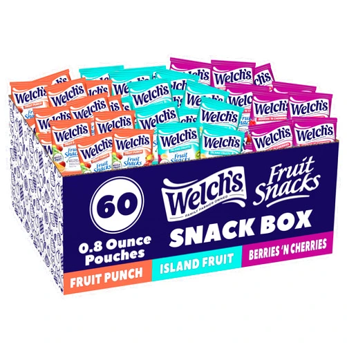 Welch's Fruit Snacks, Fruit Punch, Island Fruits & Berries 'N Cherries Snack Box, Gluten Free, 0.8oz Snack Packs (Pack of 60)